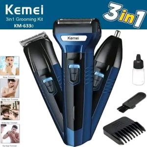 Kemei KM-6330 3-in-1 গ্রুমিং কিট দাড়ি ট্রিমার ও শরীরের চুল কাটার মেশিন