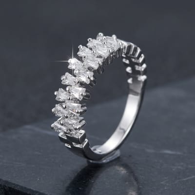 Silver Baguette Crystal Ring