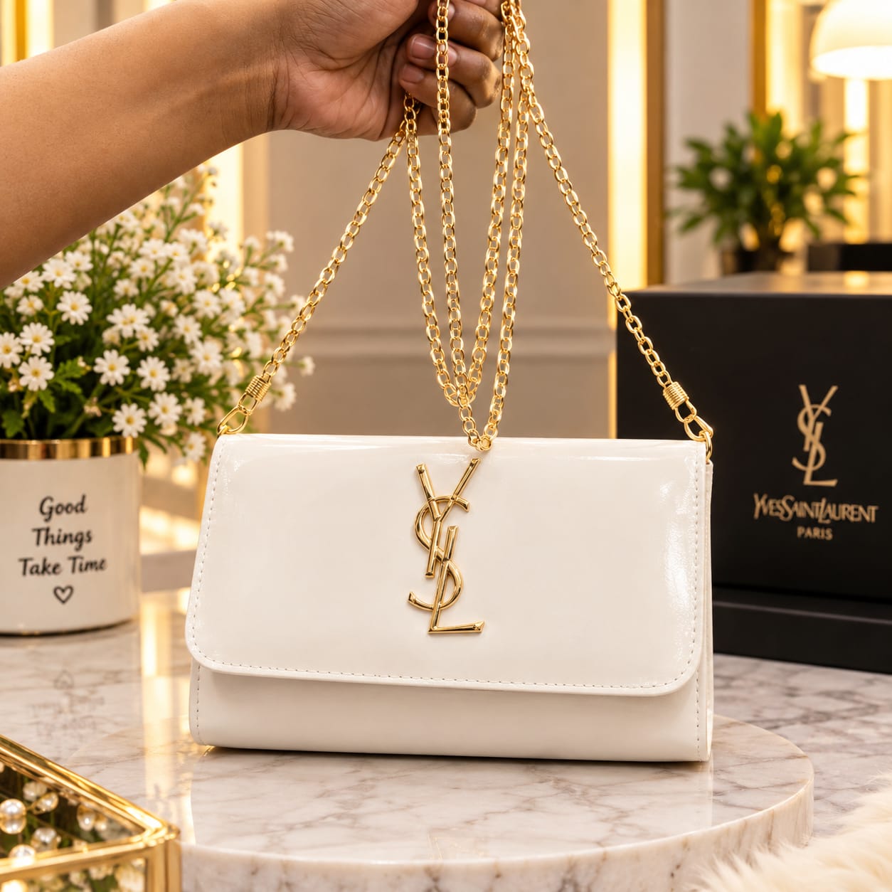 YSL Patent Leather Chain Bag