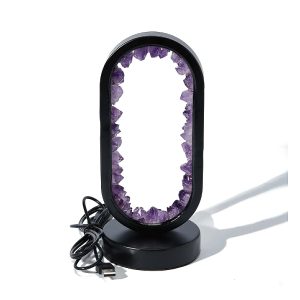 Amethyst Crystal Oval Table Lamp