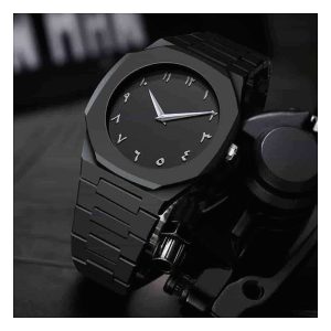 Men's Black Octagonal Steel Watch