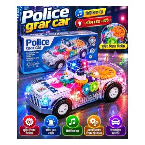 Police Gear Car Transparent Toy with LED Light